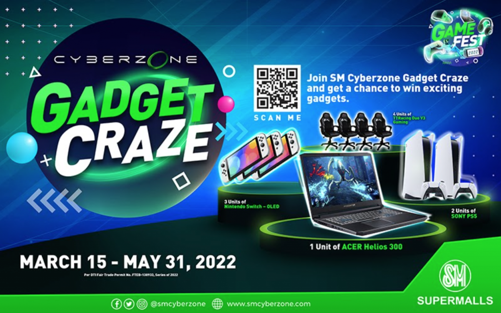 Win exciting gadgets and gaming gear at the SM Cyberzone Gadget Craze from March 15 to May 31, 2022