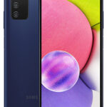 Samsung Galaxy A03s smartphone in color blue available for sale in the Philippines at your nearest tech hub SM Cyberzone