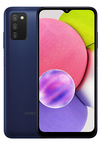 Samsung Galaxy A03s smartphone in color blue available for sale in the Philippines at your nearest tech hub SM Cyberzone