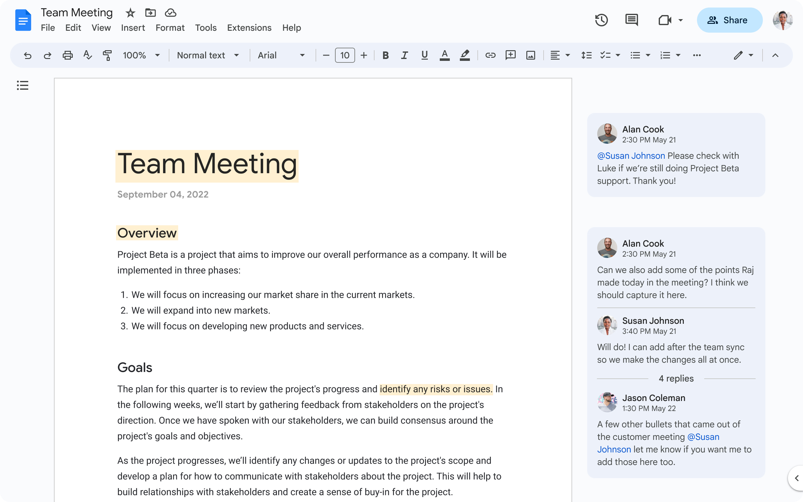 meeting template showing google's modernized design from image from workspaceupdates.googleblog.com