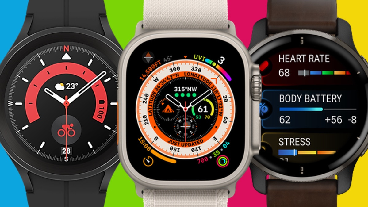 3 smatwatches telling time and showing vital signs